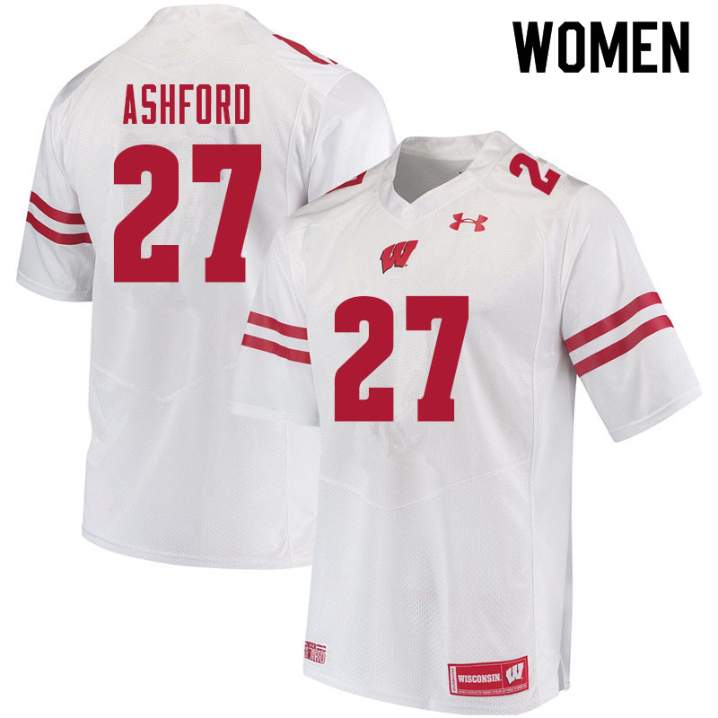 Women #27 Al Ashford Wisconsin Badgers College Football Jerseys Sale-White - Click Image to Close